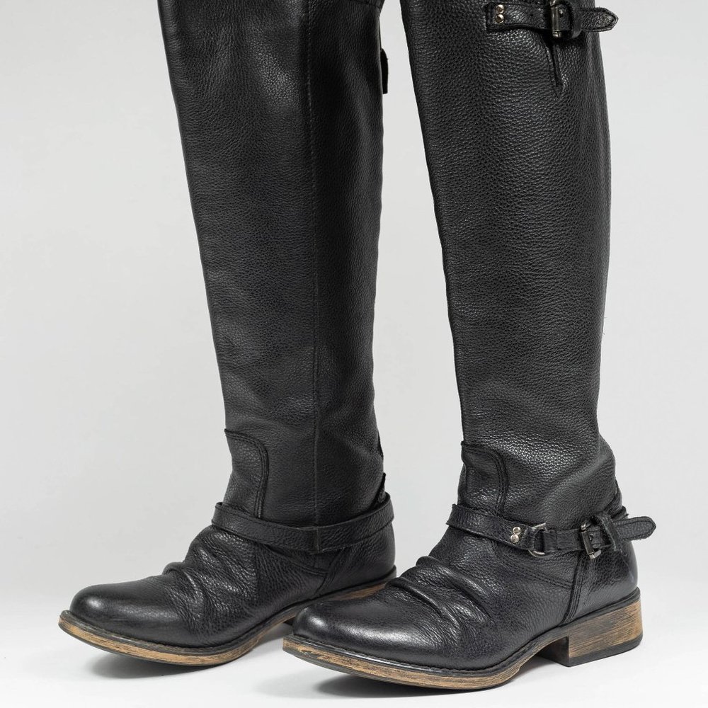 Steve Madden Knee High Black Leather Boots